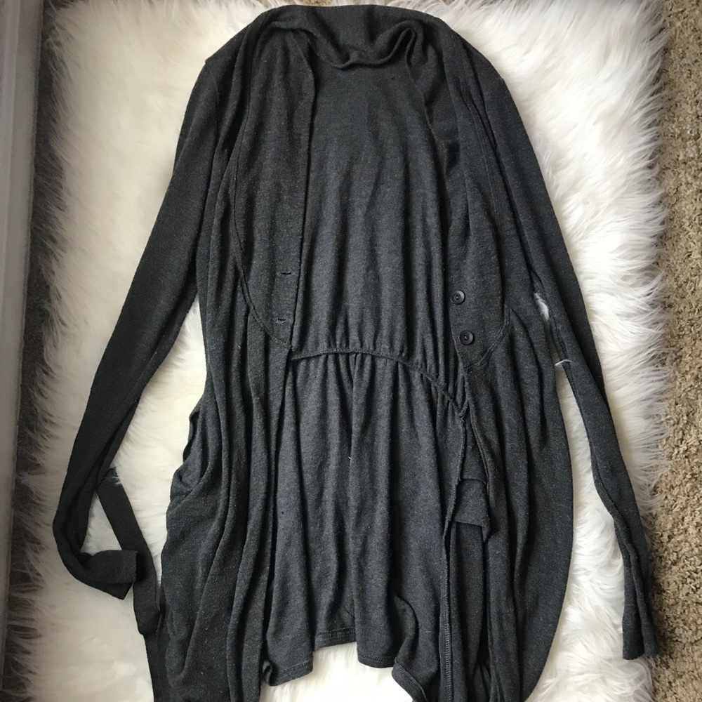 Long soft grey cardigan